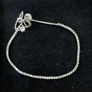 Silver Crystal Tennis Bracelet - Adjustable Women's Bracelet